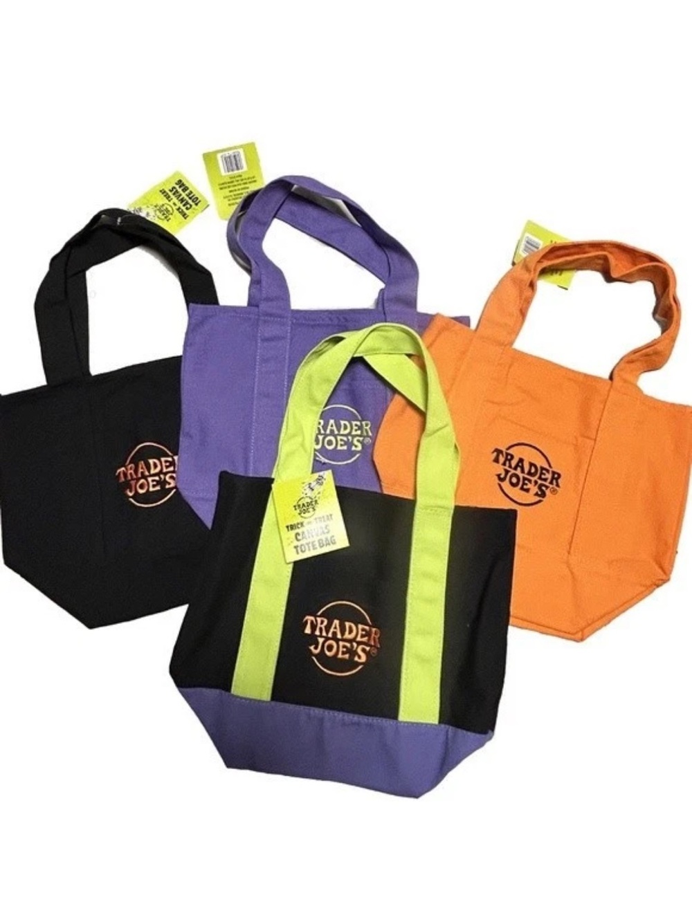 NWT Trader Joe's Halloween 2026 Canvas Mini Totes 4 Colors Limited Edition